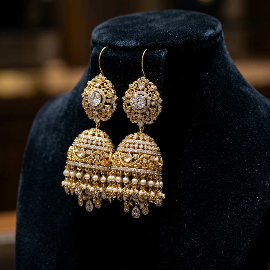 Diamond Jhumka Earrings